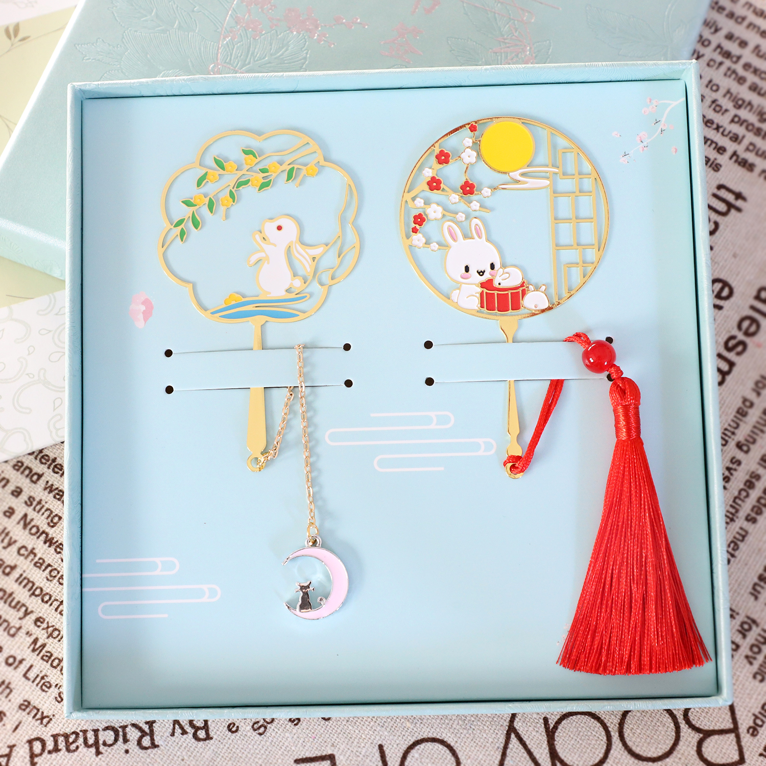 2025嫦娥中秋节蟾宫折桂中国风书签定制刻字团圆兔学生用文创礼品