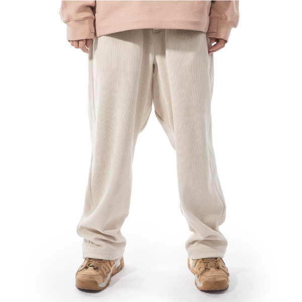 （城市线）米白条绒卫裤FUSIONSPACE春秋宽松垂感穿搭休闲裤纯色