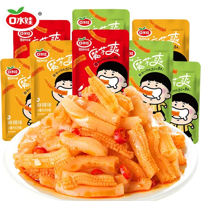 口水娃魔芋丝素毛肚香辣麻辣烧烤辣条网红魔芋爽追剧深夜零食品