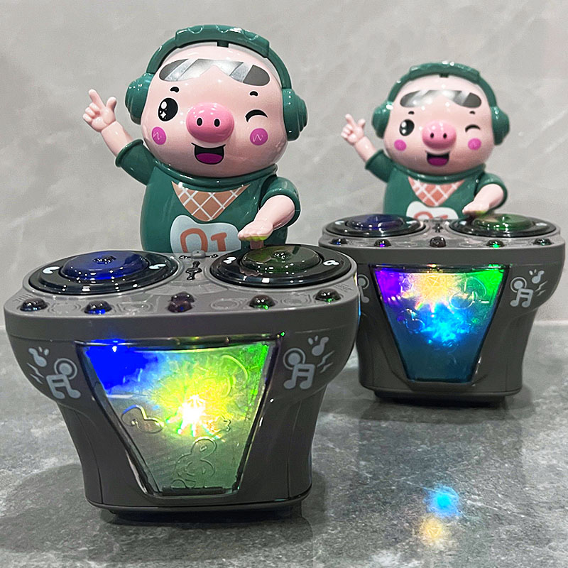 儿童电动DJ打碟玩具小猪0-1-3岁6宝宝唱歌跳舞男女孩婴儿6-12个月