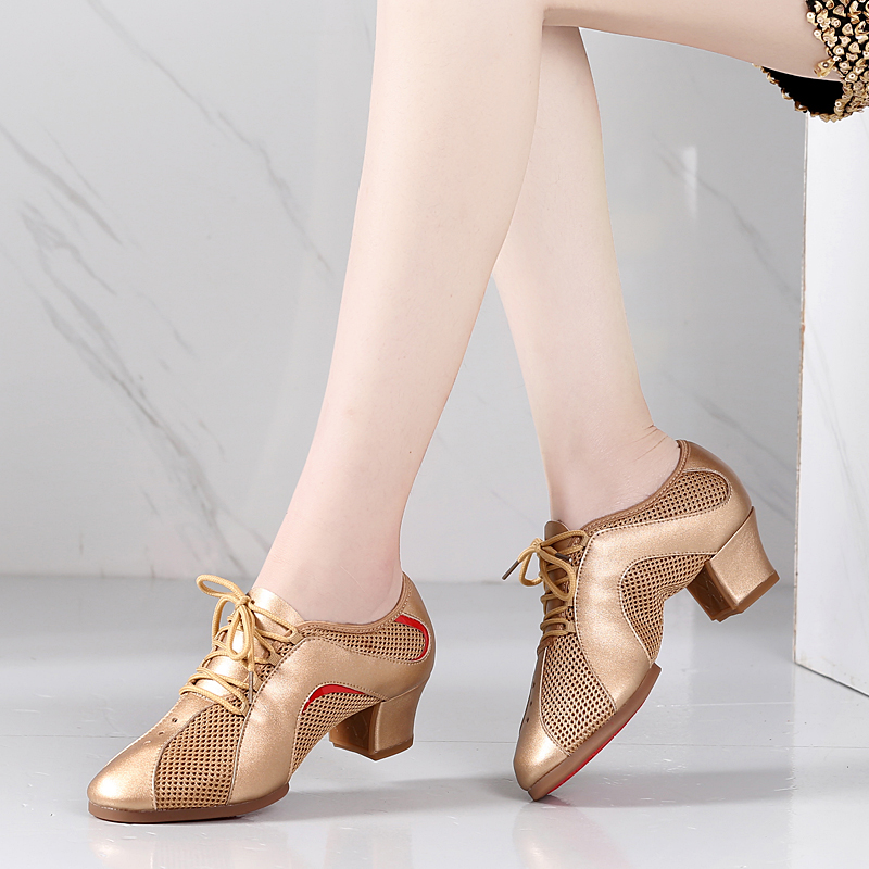 拉丁舞鞋女士成人中跟软底广场舞国标舞水兵舞交谊摩登舞跳舞鞋