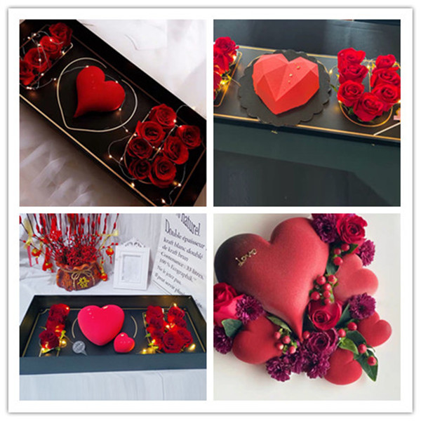 高档爱心礼盒生日蛋糕心形慕斯鲜花情人节礼物情侣全国同城配送