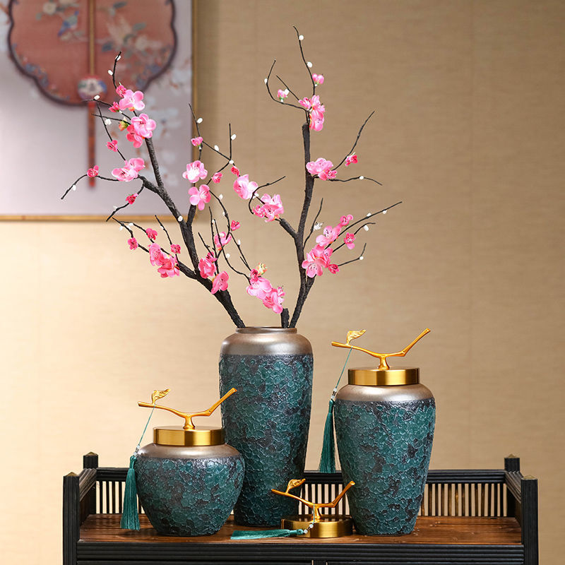 彬红景德镇陶瓷花瓶摆件客厅玄关插花复古新中式电视柜茶几装饰品