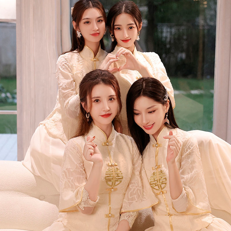 【喜得】中式伴娘服新款中国风仙气质显瘦晚礼礼服女装高端2024新款