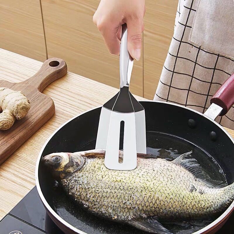 【果儿】加厚不锈钢煎铲夹子煎鱼铲牛排铲多功能厨房神器