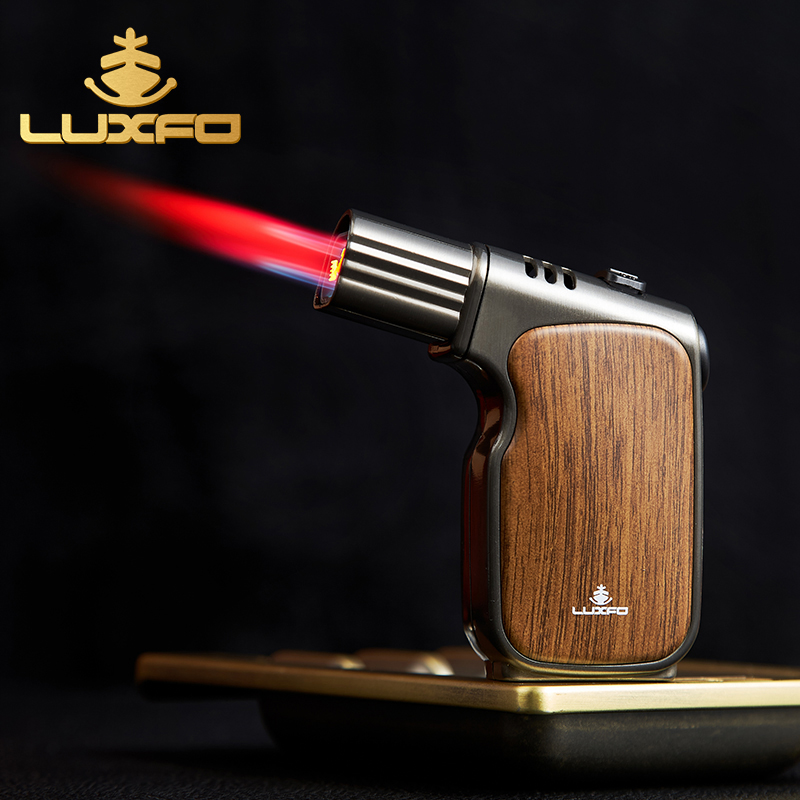 LUXFO雪茄打火机大容量防风红焰四直冲大火力喷枪便携充气点火器