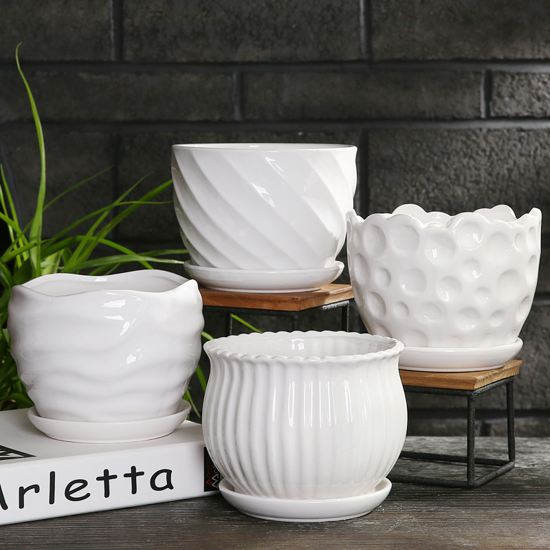 花盆陶瓷清仓大号中号家用绿萝吊兰多肉绿植白色蝴蝶兰盆批发包邮