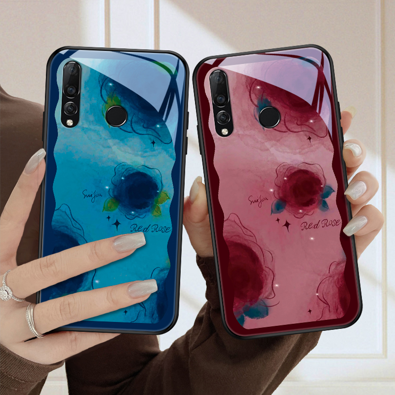 彩墨花适用华为nova4手机壳4e保护套nova3/3i/3e玻璃全包防摔潮女