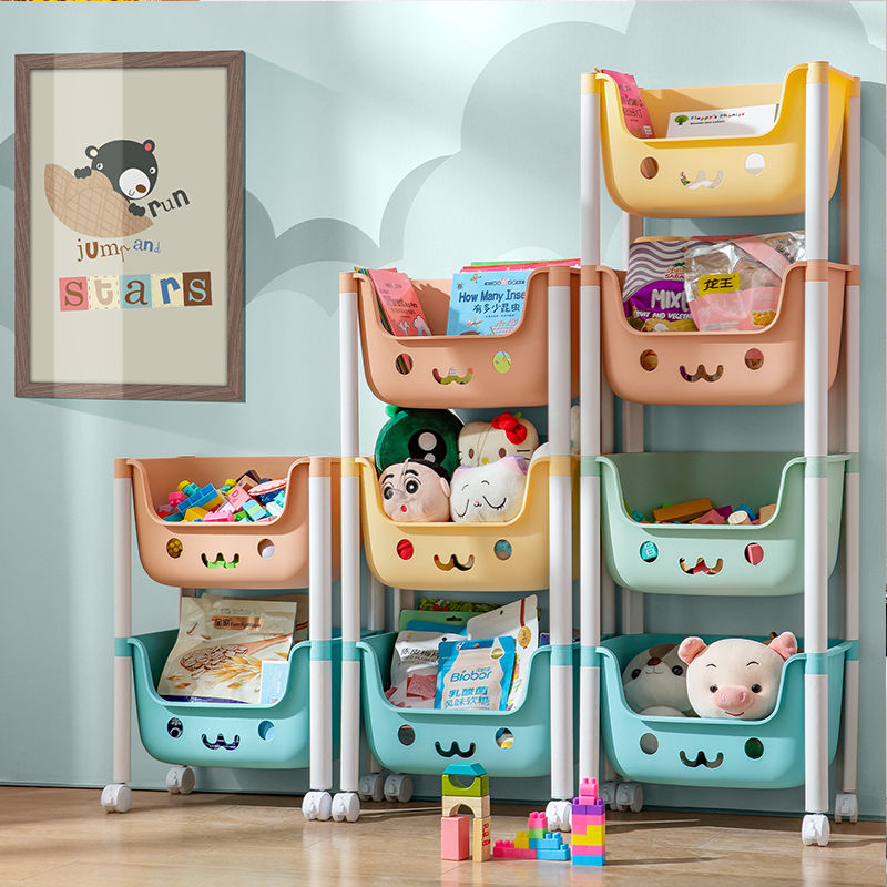 小推车收纳置物架婴儿童宝宝玩具零食落地移动卧室床头儿童房书架