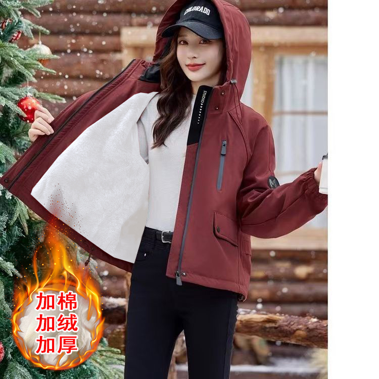 加绒加厚工装短款外套女2025冬季新款百搭小个子时尚高级感派克服