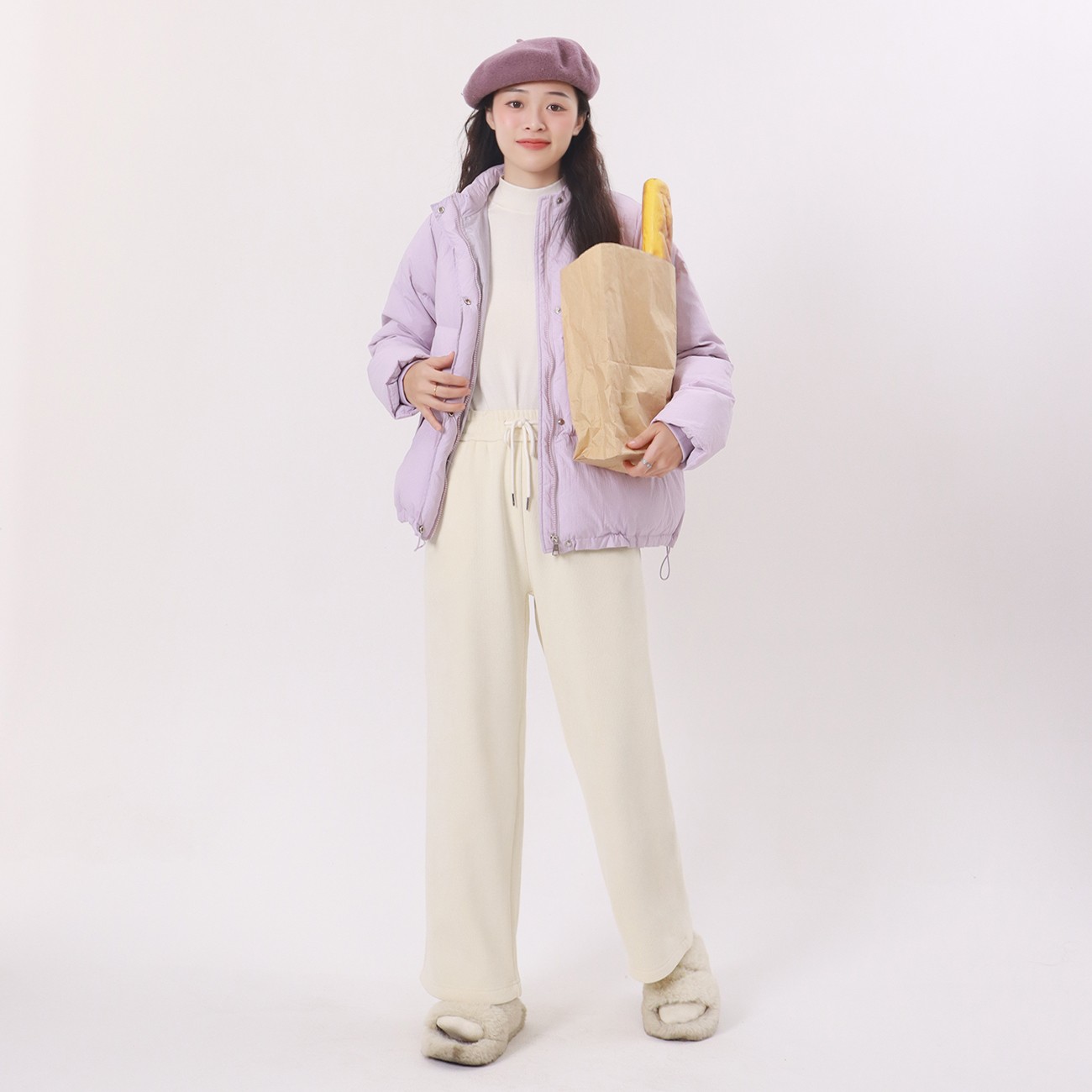 120斤的大杨 雪尼尔加绒阔腿裤女秋冬款小个子直筒裤拯救腿部9668