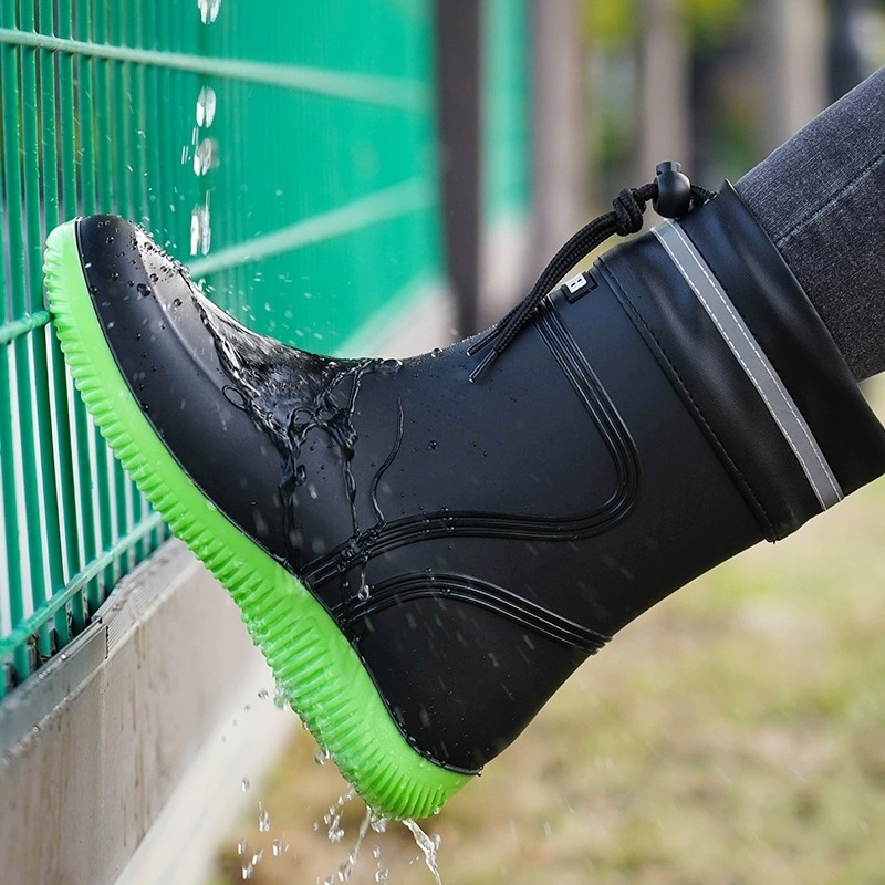 德系松紧口短筒雨鞋男款时尚雨靴防水防滑水鞋耐磨厨房洗车胶鞋女