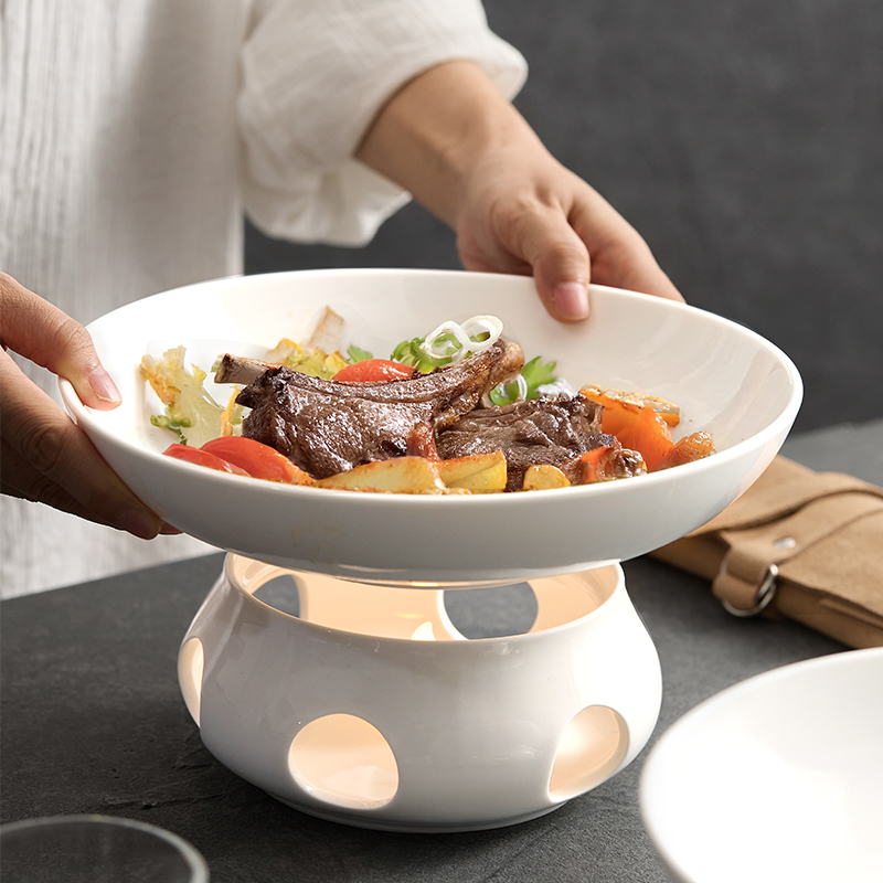 【高温白玉瓷】 果盘明炉 蜡烛加热炉保温菜盘家用高级感餐具