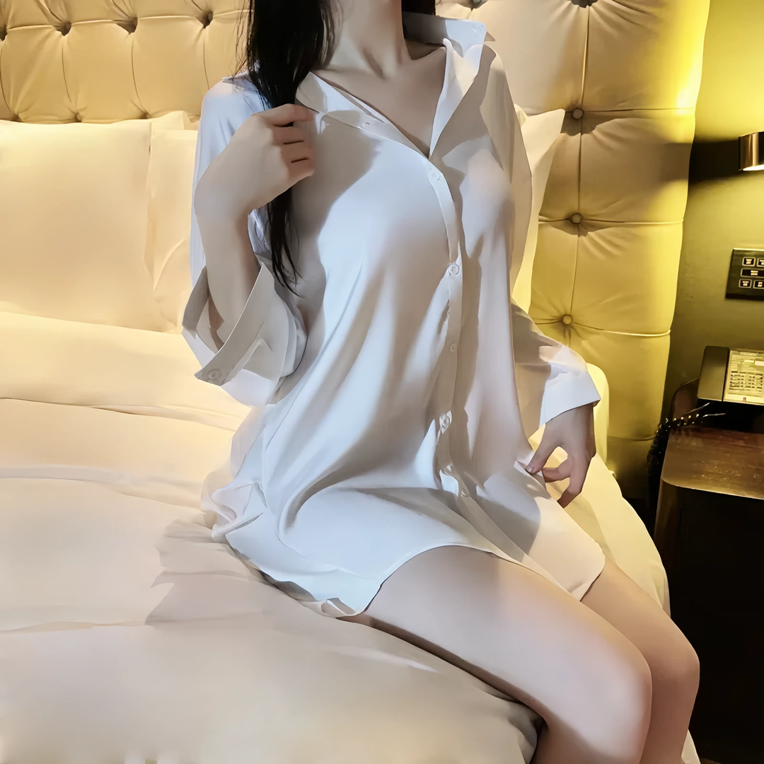 性感睡衣女款爆款2025新款缎面白衬衫夏季冰丝睡裙夏天大码家居服
