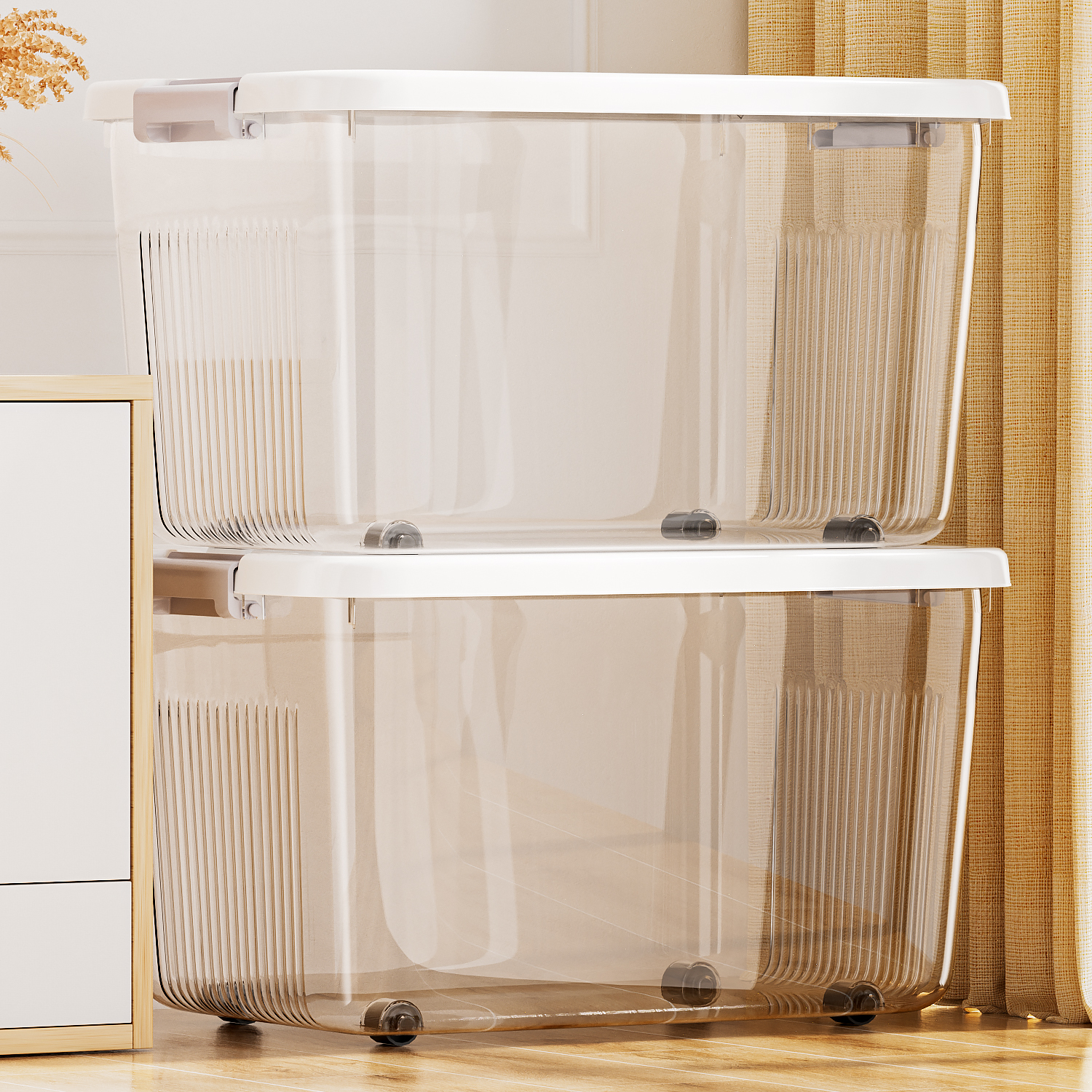 乙木透明收纳箱家用衣服玩具整理箱塑料收纳大容量零食后备储物箱