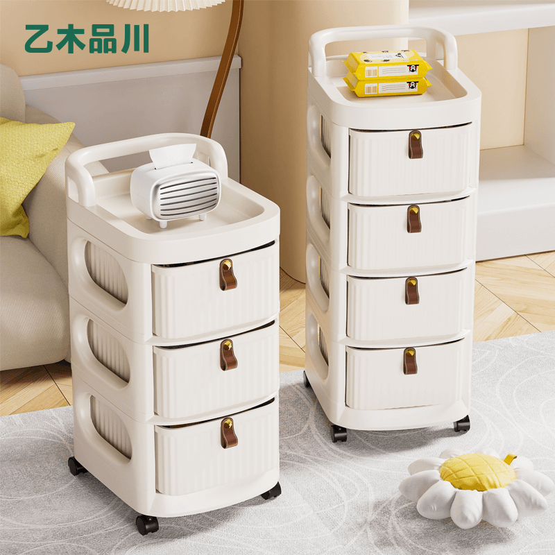 零食小推车置物架婴儿用品收纳柜家用架子客厅带轮宝宝玩具储物架