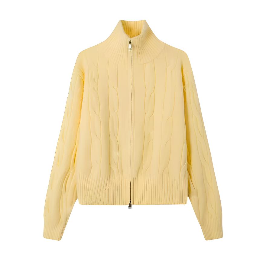 奶fufu拉链针织毛衣开衫女2025秋冬季装立领软糯宽松保暖麻花外套