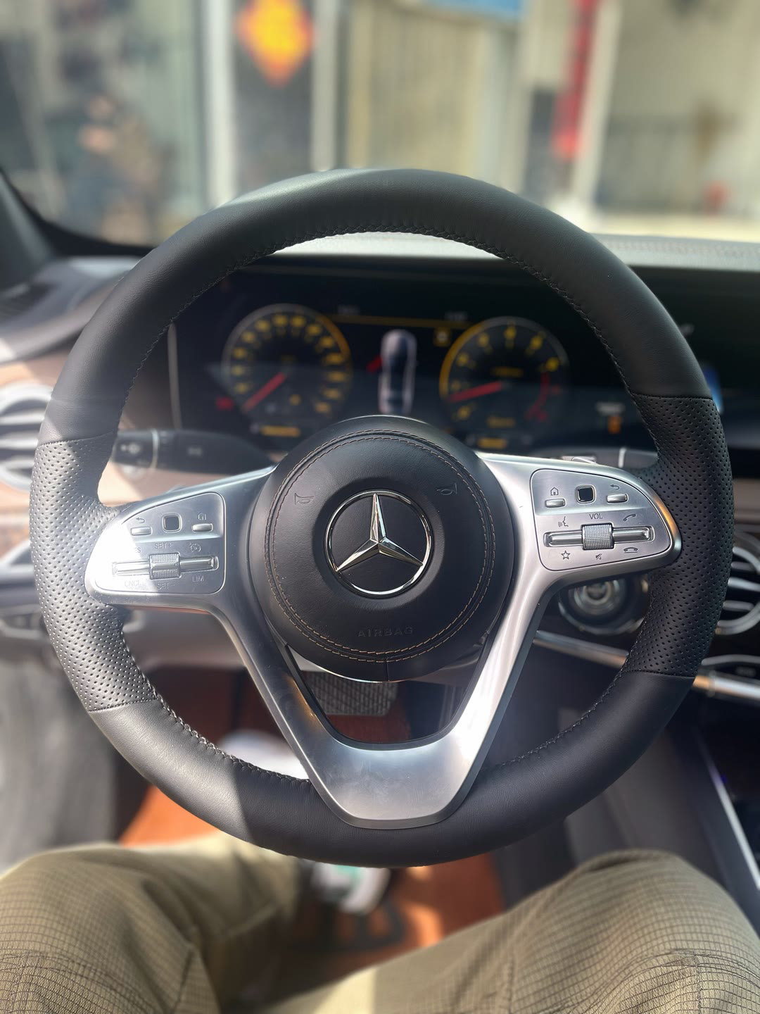 适用于奔驰S专车专用手缝全包把套抗菌纳帕皮方向盘套
