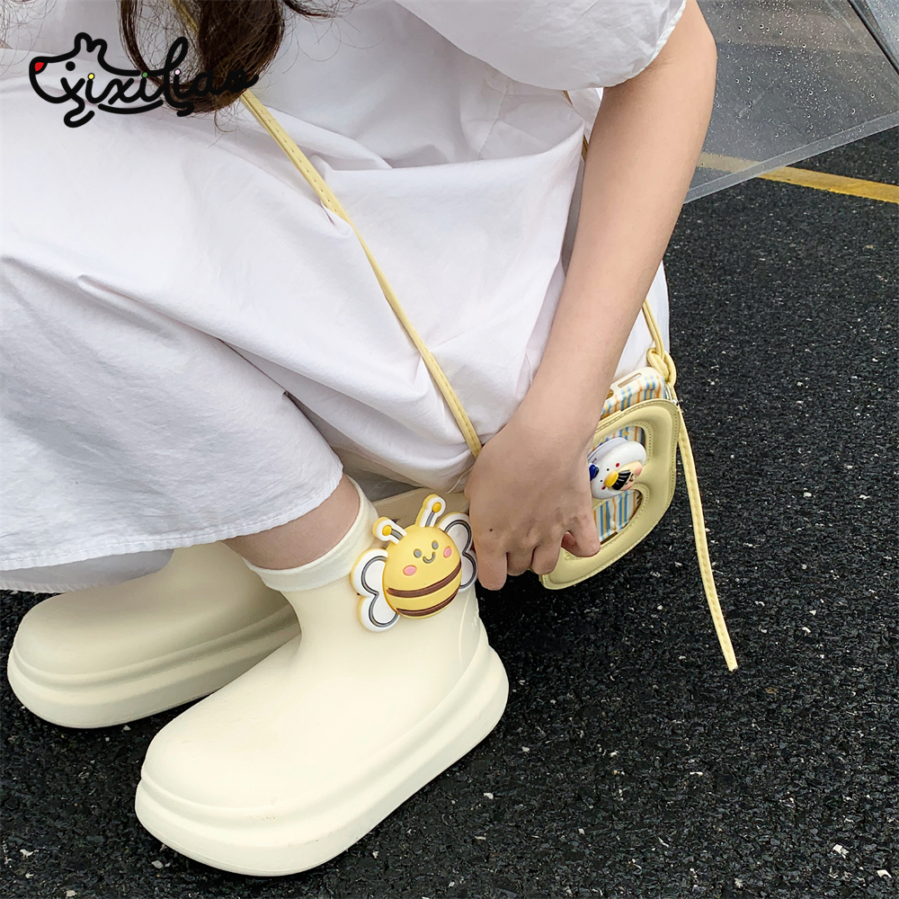 细细条 网红可爱小蜜蜂雨鞋四季通用雨天玩水防滑时尚雨靴胶鞋女