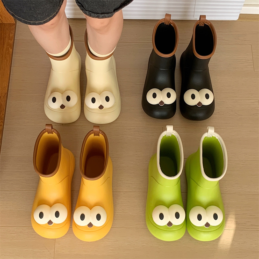 细细条 创意搞怪大眼时尚亲子雨鞋四季通用户外防水防滑时尚雨靴