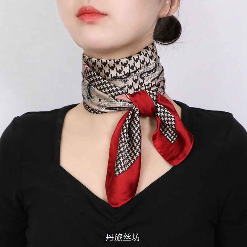70厘米腰果花印花方巾异域风情民族风仿真丝丝巾百搭装饰领巾围巾