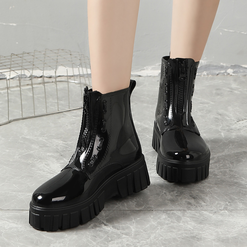 时尚雨鞋女短筒马丁靴防滑短靴厚底水鞋低筒雨靴内增高水靴圆头