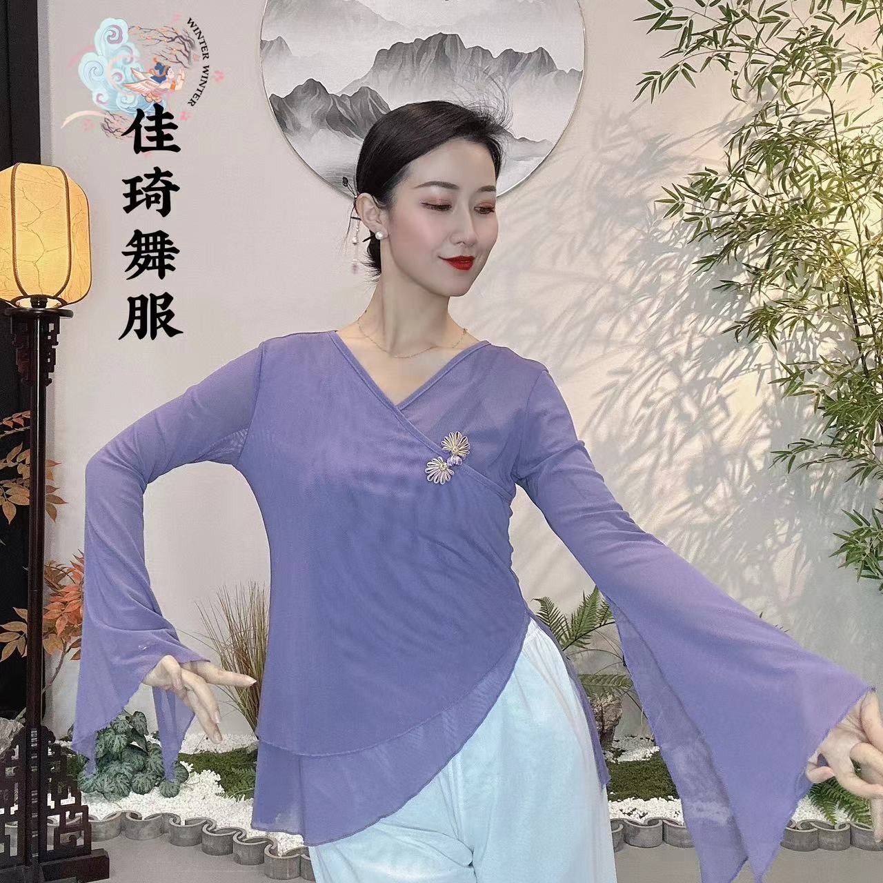 【佳琦舞服】修身显瘦飘逸民族舞国风中国风古风盘扣纱衣古典舞蹈服