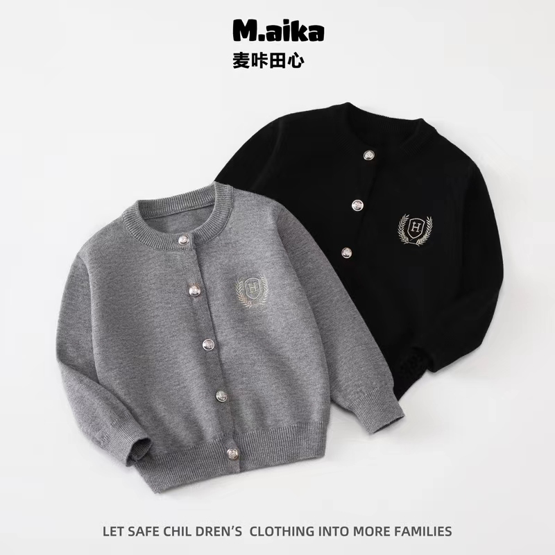 3208儿童潮版毛衣针织秋冬新款男女童精致刺绣开衫春秋外套宝宝