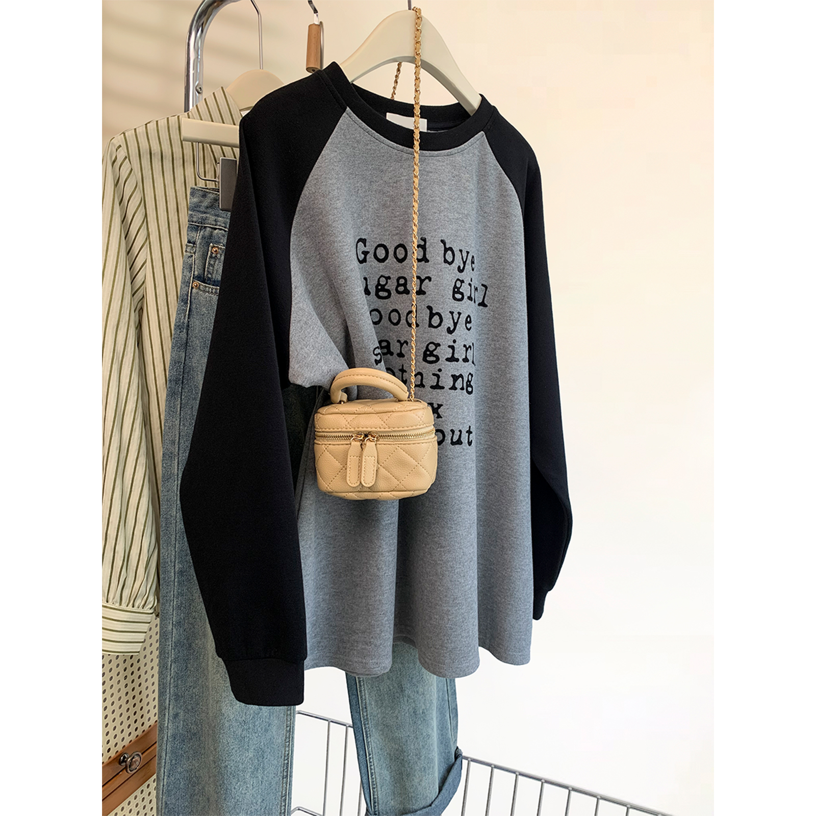 240斤大码胖MM插肩袖磨毛正肩长袖t恤女2025秋冬新款内搭宽松上衣