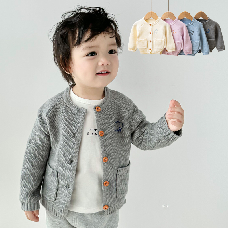 春秋季外套宝宝针织衫男女童卡通韩版毛衣开衫上衣婴儿打底衣服冬