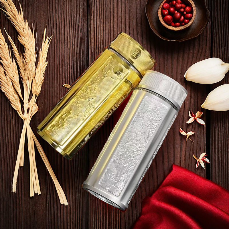 高端刻字龙凤呈祥银杯高档礼品家用便携水杯子便携双层保温杯内胆