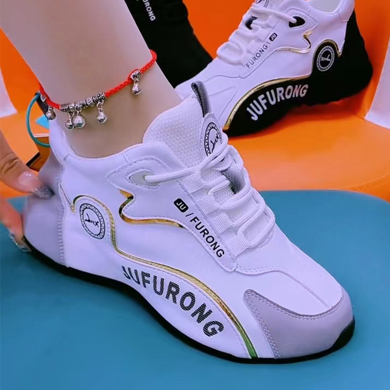 真皮厚底老爹鞋女2025春季新款时尚百搭情侣鞋软底跑步休闲运动鞋