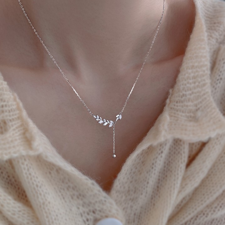 链子925银 麦穗项链女毛衣链生小众设计感项链气质锁骨链轻奢学生