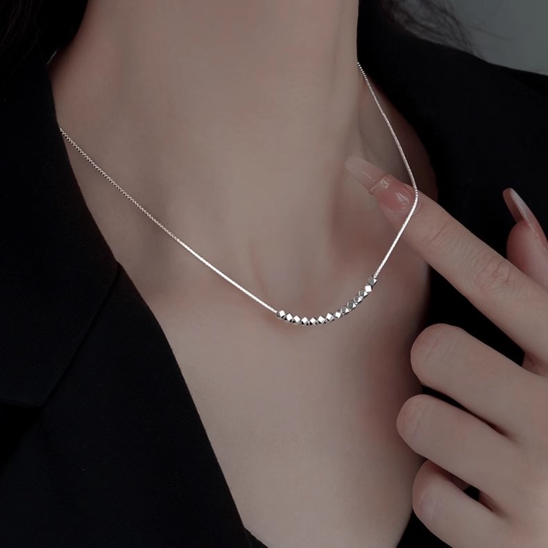 坠链均足银 990足银项链女2025小众设计女百搭简约碎银几两毛衣链