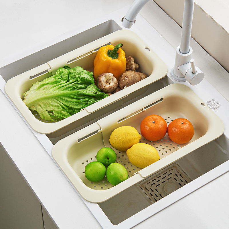 橱明星水槽伸缩置物架沥水篮家用多功能镂空厨房碗架杂物收纳框