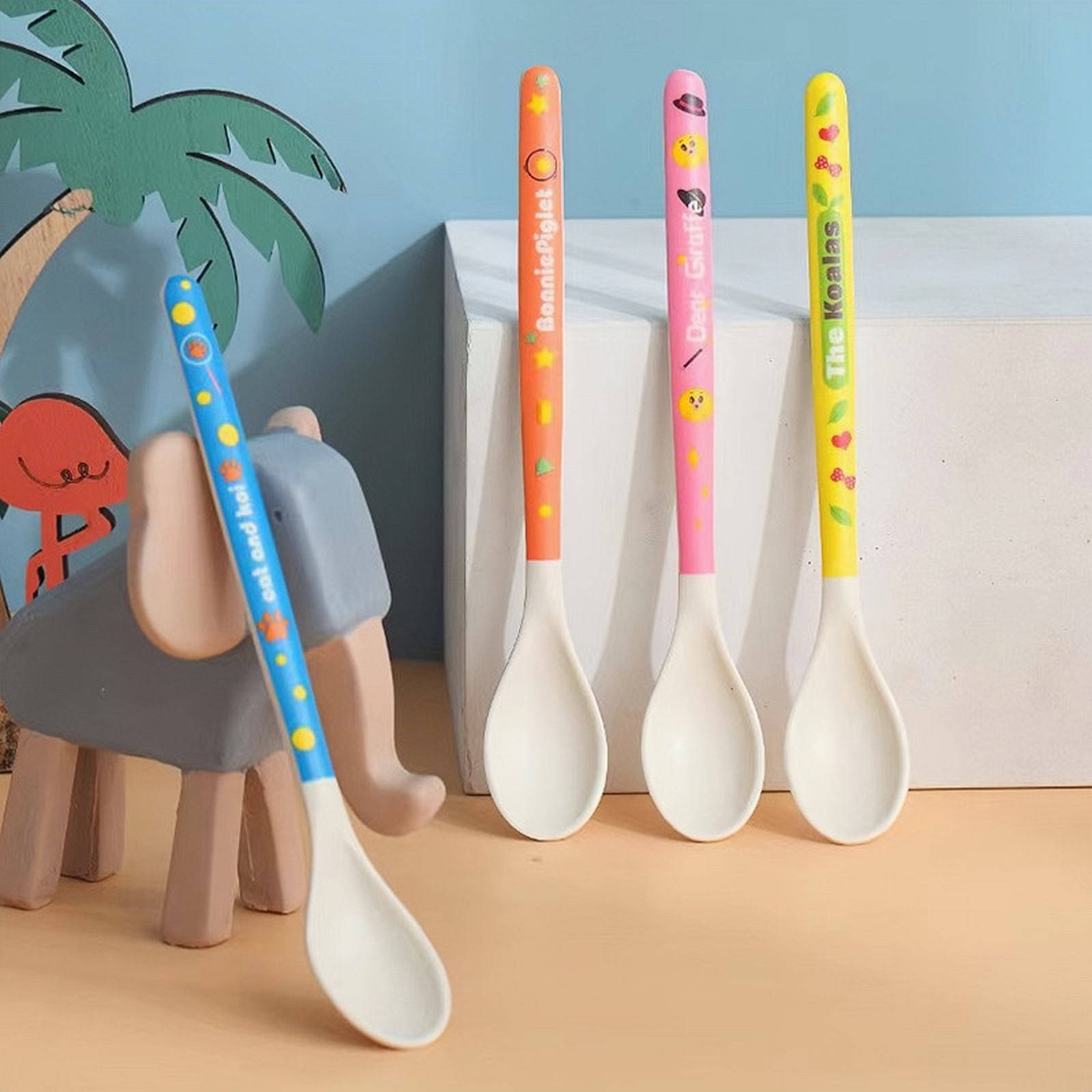 竹纤维婴儿宝宝辅食家用饭勺子小勺子适合婴幼儿3-18个月宝宝勺子