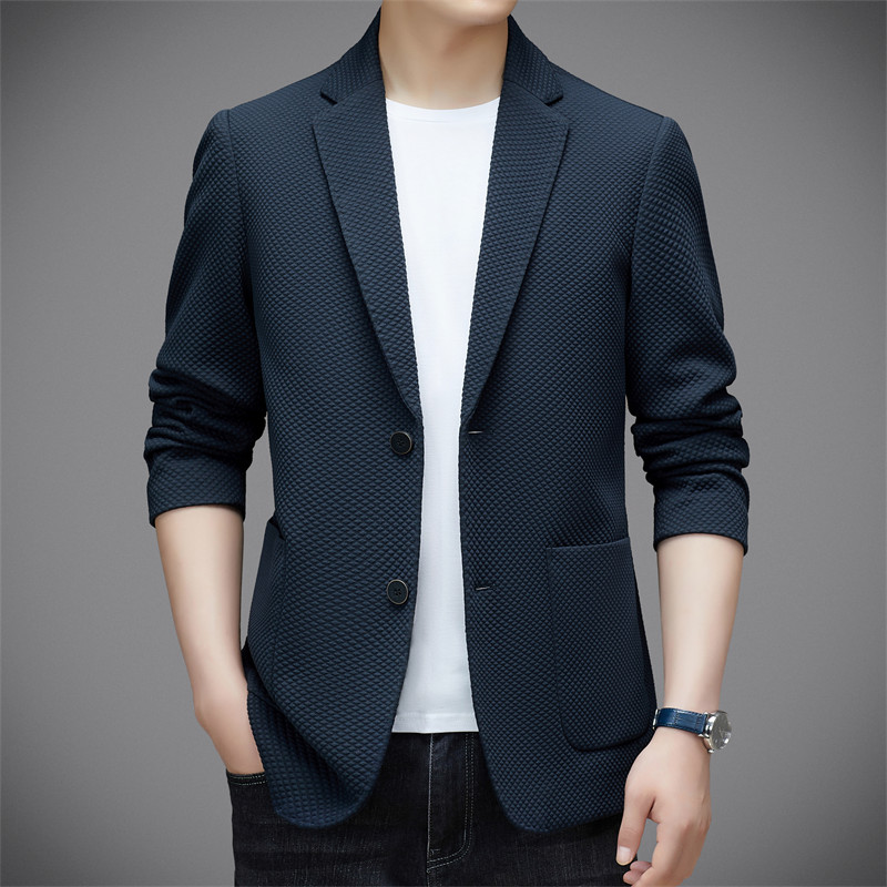 男士高档休闲西装2024春秋季商务西服中青年时尚纯色单西外套男