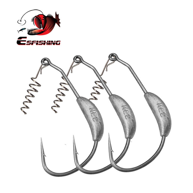 esfishing路亚软饵铅重曲柄钩5个3.5克10克14克26克加粗加强海钓