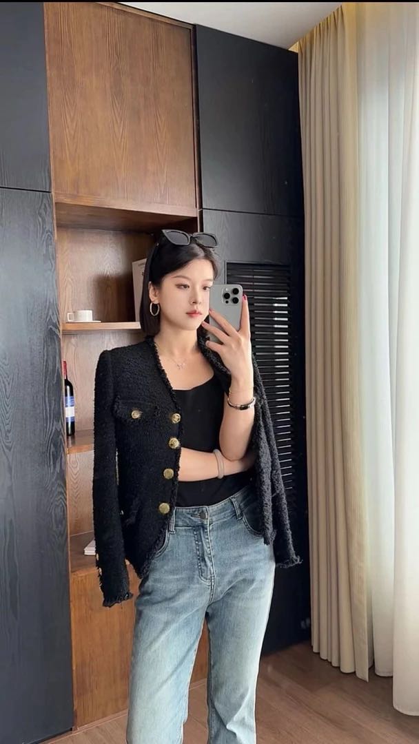 【小婷】【轻纱】MSSY美舒尚衣、上衣女装外套小香风气质黑色时尚83028