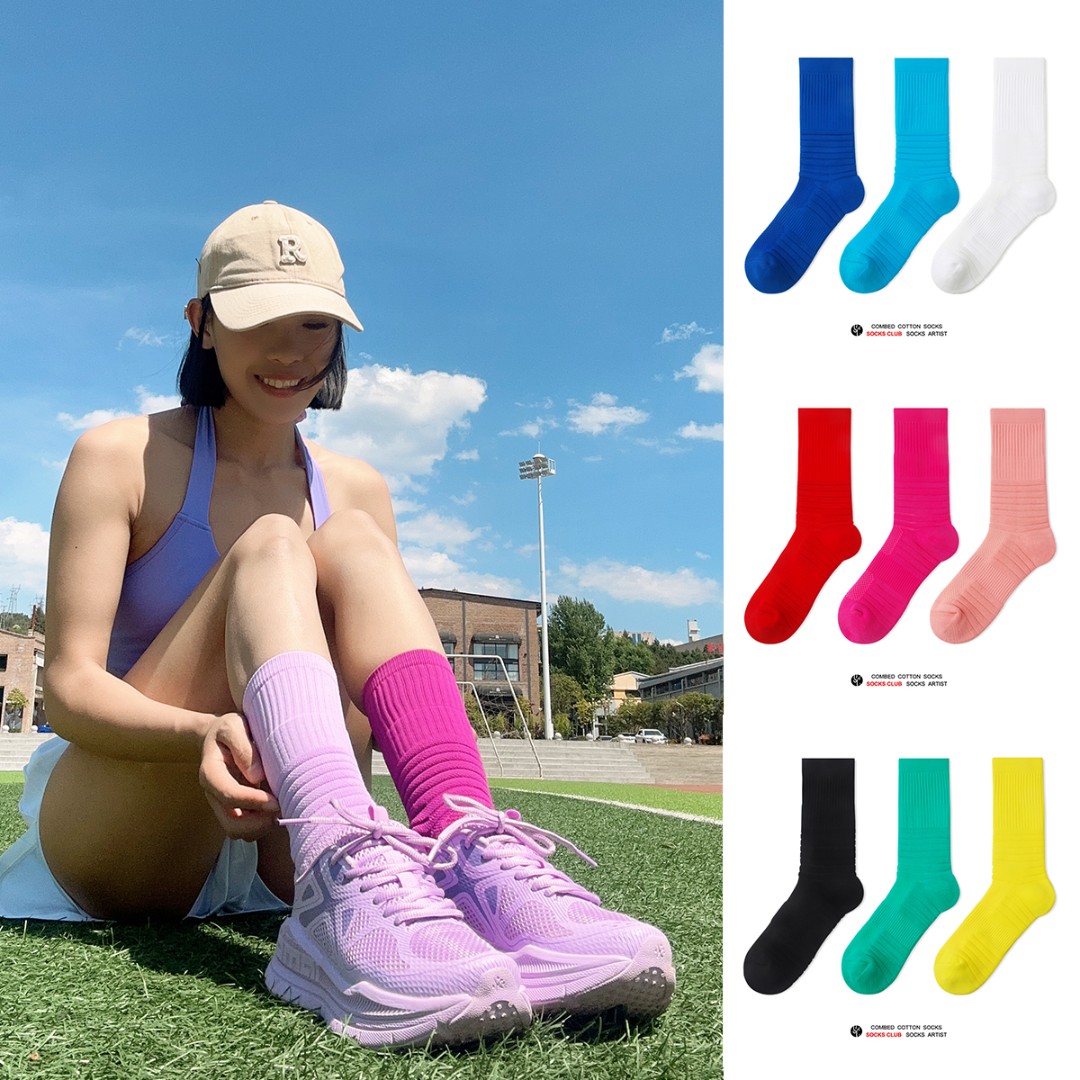 SC原创正品/2双中筒缓震羽毛球篮球男女吸湿压力跑步毛巾底运动袜