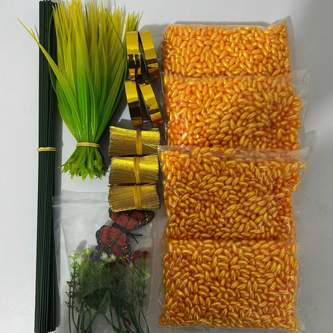 （不带花瓶）稻穗材料包纯手工DIY操作 家具摆件 开业庆典