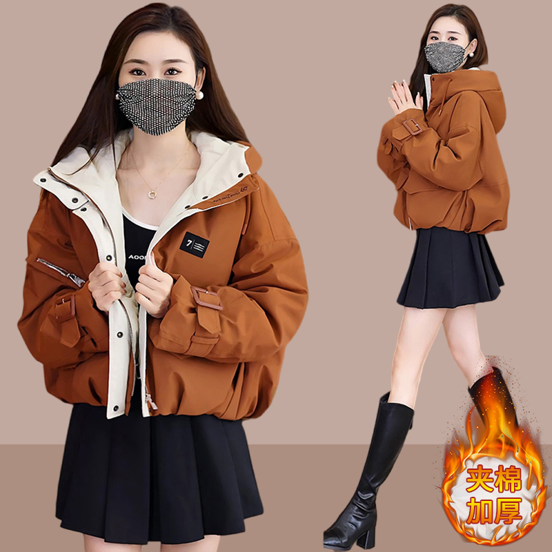 小个子夹绵加厚派克服女冬季2025新款女士棉服韩版设计感保暖外套
