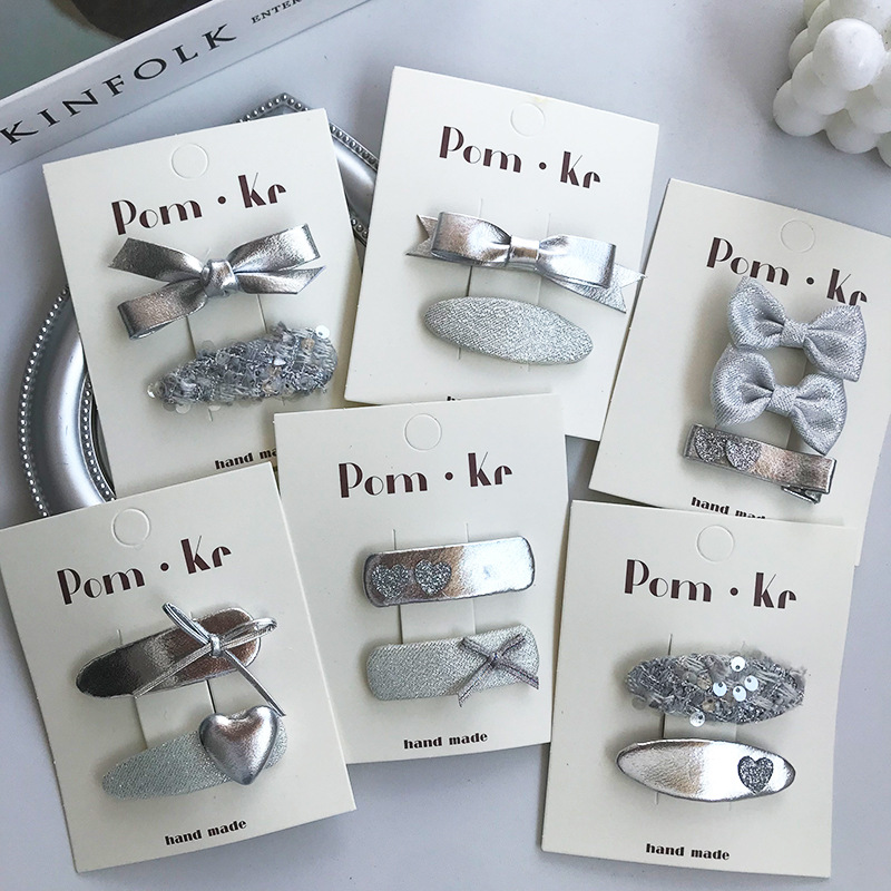 新款韩版儿童发夹蝴蝶结皮质发夹宝宝发夹百搭侧边刘海碎发夹发饰