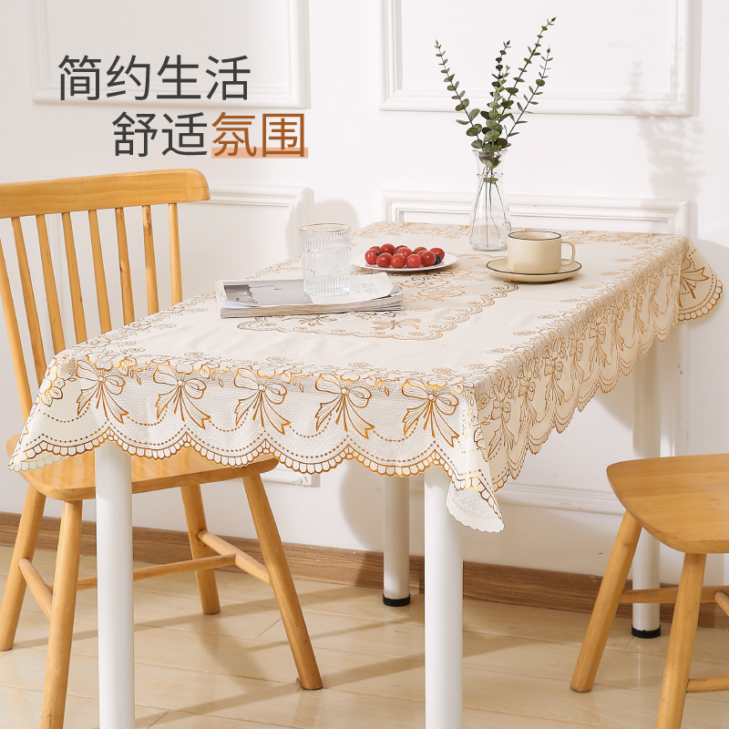90*140烫金印花大桌布长方形防水家用防烫PVC铺垫易清洁加厚便携