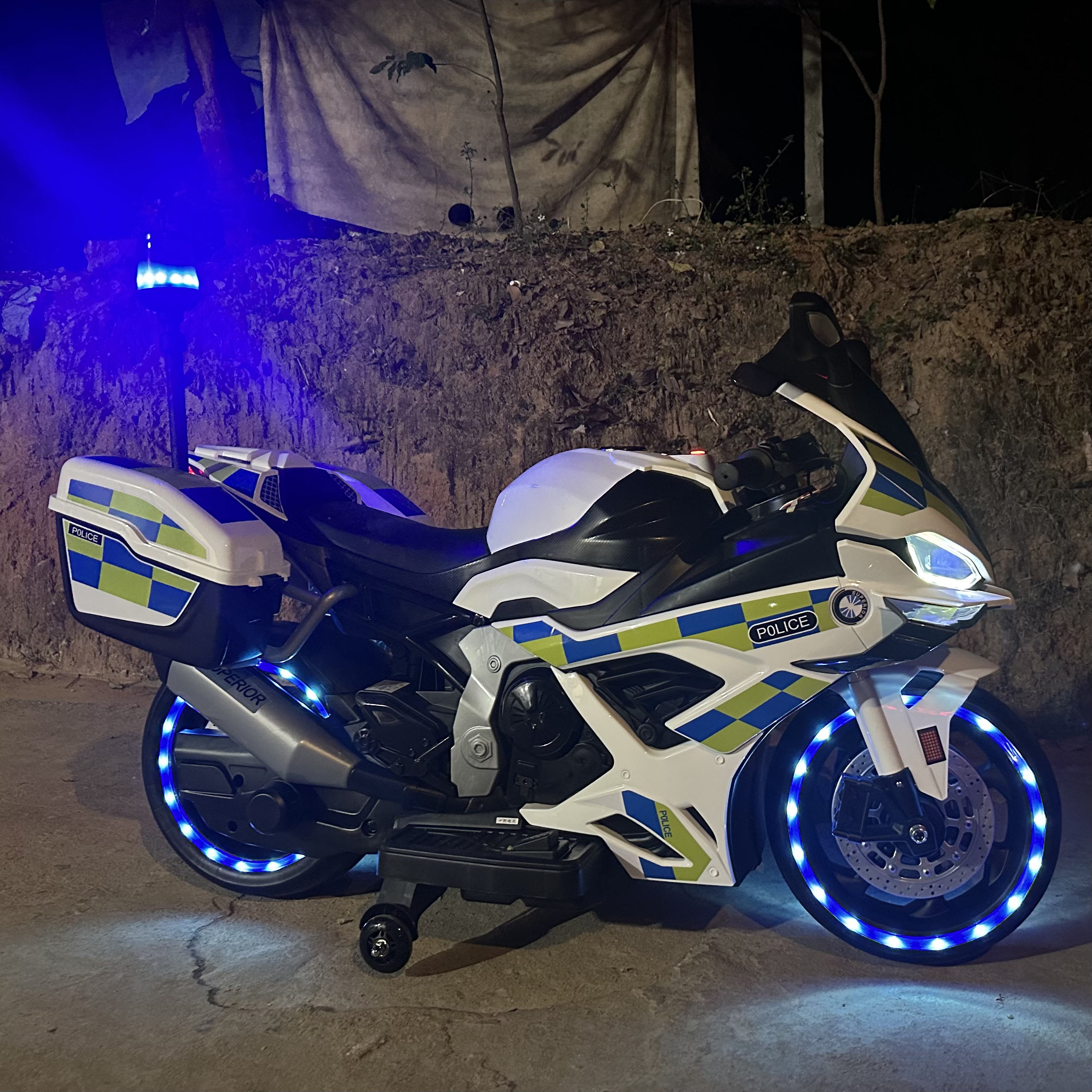 警车儿童电动摩托车可坐双人宝宝玩具汽车充电小孩大号玩具童车