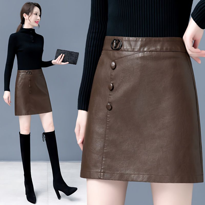 半身裙女秋冬2025新款百搭显瘦a字包臀裙高腰pu小皮短裙子港风潮