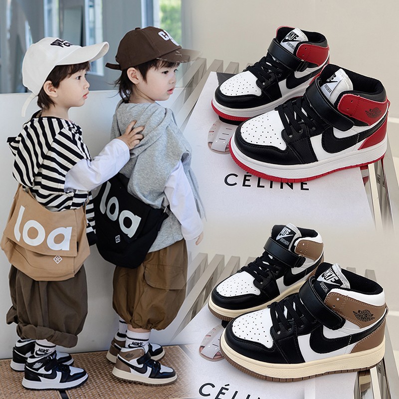 正品AJ儿童鞋2025春秋季男童运动鞋软底防滑休闲高帮女童板鞋透气