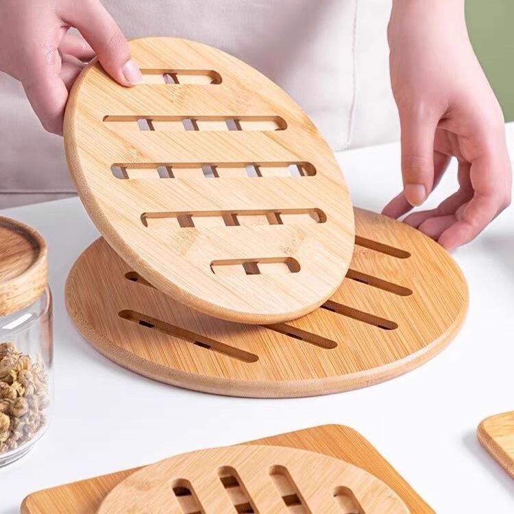 粤昌天然楠竹隔热垫菜盘子垫碗垫砂锅高压锅耐高温垫餐桌垫防烫垫