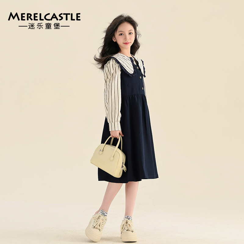 C3269女童春款洋气套装裙2025春季新款中大童时髦女孩长袖两件套