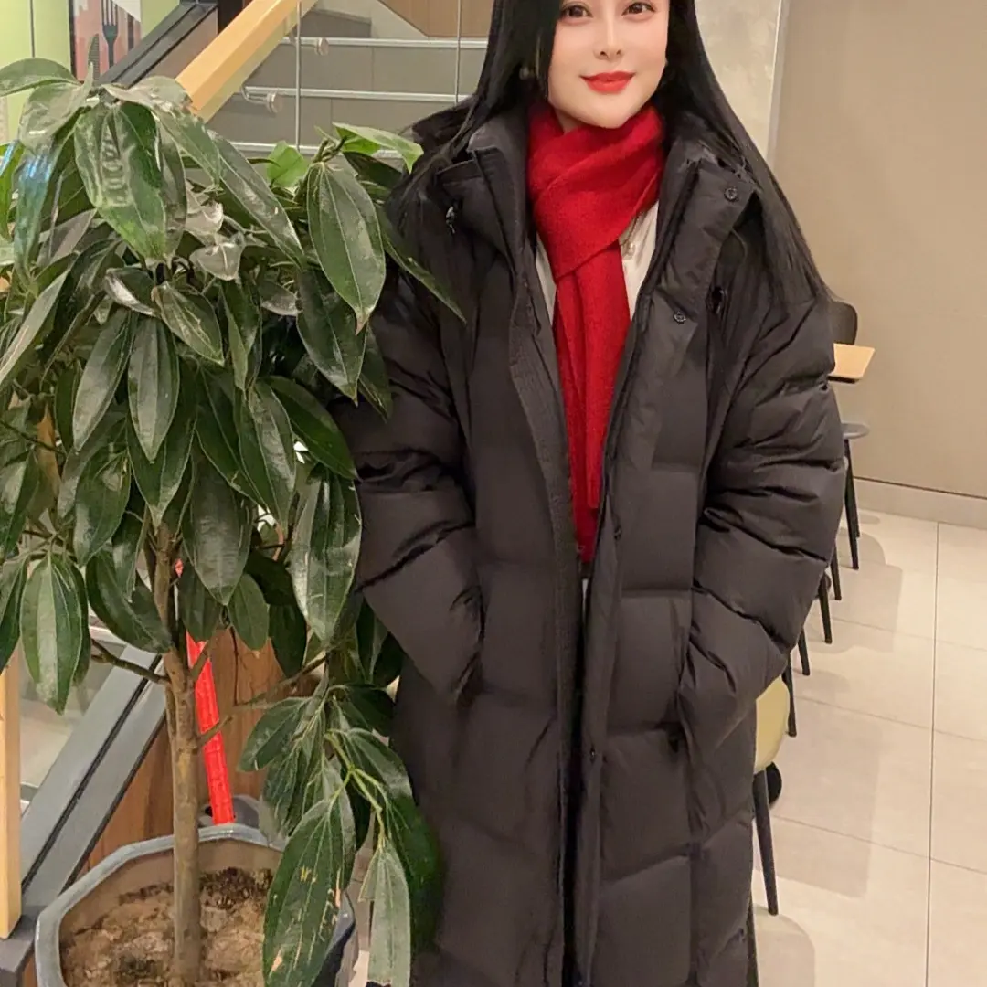 辣妈衣橱新款连帽长款羽绒服(好运连连）